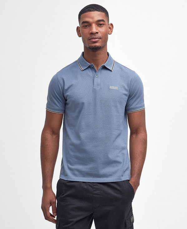 Barbour Rider Tipped Short-sleeved Polo Shirt Dusty Blue | BABO88201