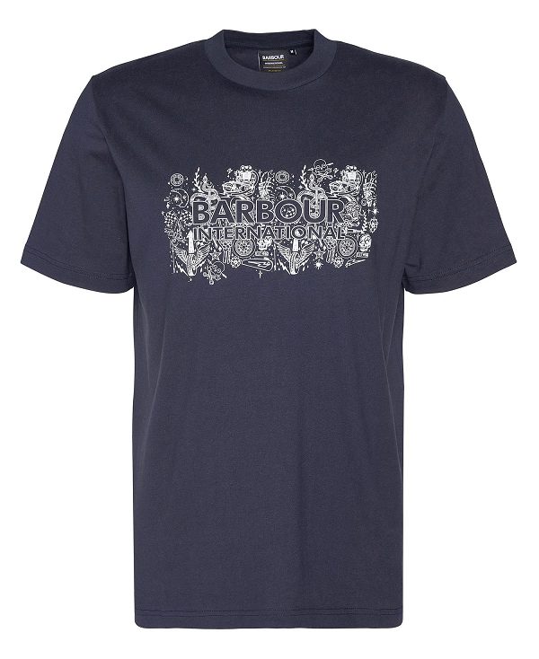 Barbour Ridley Graphic T-shirt Navy | BABO88337