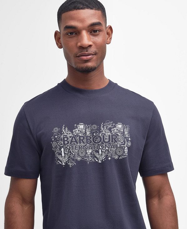 Barbour Ridley Graphic T-shirt Navy | BABO88337