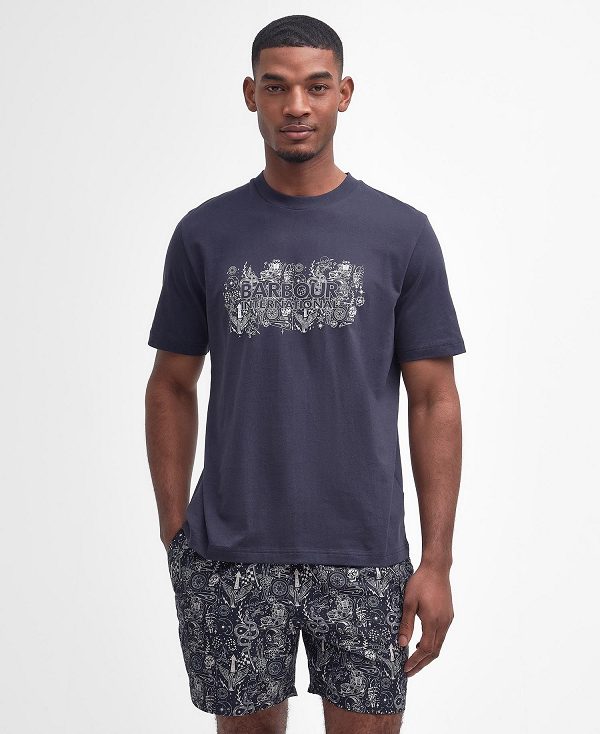 Barbour Ridley Graphic T-shirt Navy | BABO88337