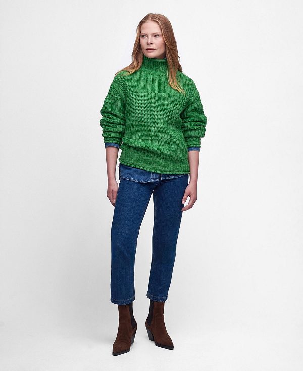 Barbour Rockcliffe Knitted Jumper Green Apple | BABO89672