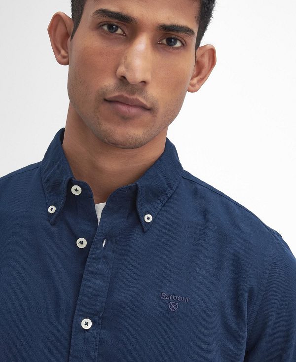 Barbour Romley Tailored Long-sleeved Shirt Navy | BABO87878