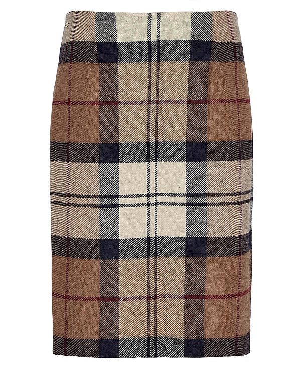 Barbour Rosa Tartan Midi Skirt Hessian Tartan | BABO89643