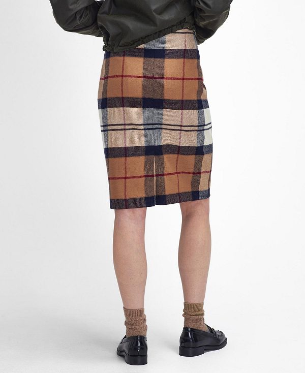 Barbour Rosa Tartan Midi Skirt Hessian Tartan | BABO89643