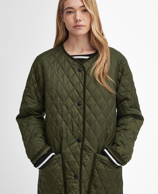 Barbour Round Collar Quilted Jacket Olive | BABO89370