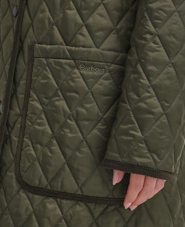 Barbour Round Collar Quilted Jacket Olive | BABO89370