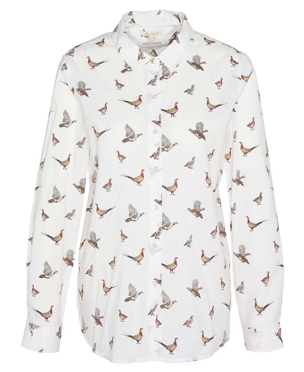 Barbour Safari Relaxed Long-sleeved Shirt Grouse Print | BABO89506