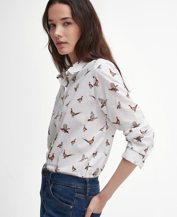 Barbour Safari Relaxed Long-sleeved Shirt Grouse Print | BABO89506