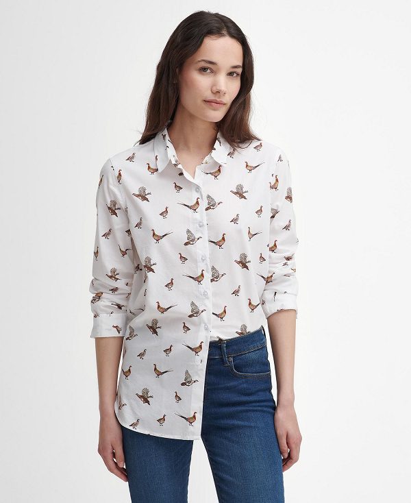 Barbour Safari Relaxed Long-sleeved Shirt Grouse Print | BABO89506