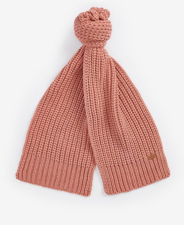 Barbour Saltburn Beanie & Scarf Gift Set Pink Rust | BABO90036