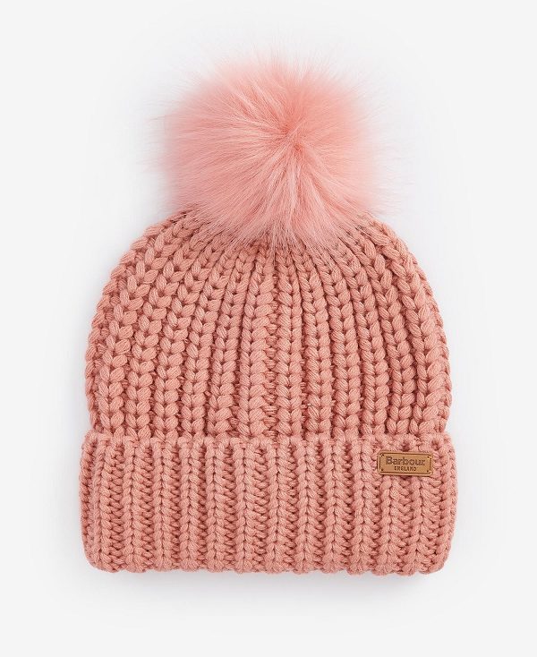 Barbour Saltburn Beanie & Scarf Gift Set Pink Rust | BABO90036