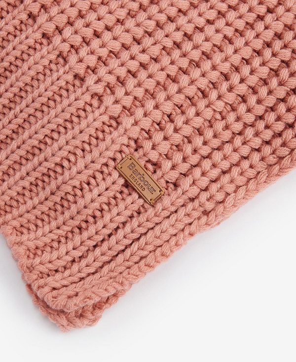 Barbour Saltburn Beanie & Scarf Gift Set Pink Rust | BABO90036