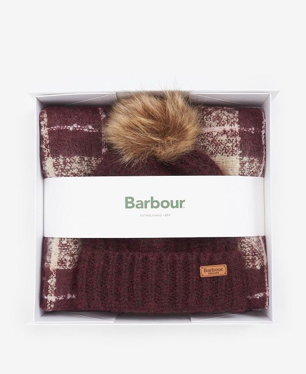 Barbour Saltburn Beanie & Tartan Scarf Gift Set Ancient Loden | BABO90035