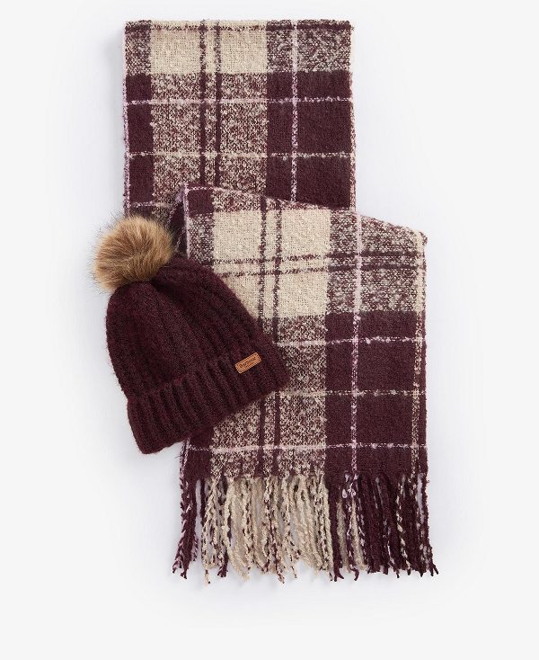 Barbour Saltburn Beanie & Tartan Scarf Gift Set Ancient Loden | BABO90035