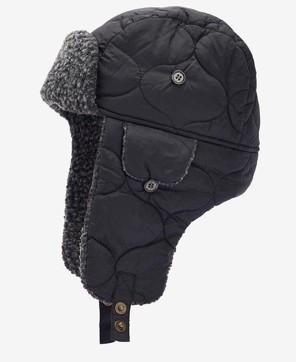 Barbour Sandbay Quilted Trapper Blackand Explore The Full Range Of Trappers | BABO89019