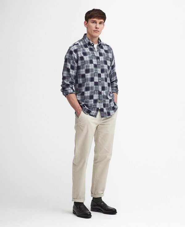 Barbour Sault Tailored Long-sleeved Shirt Blue | BABO87941