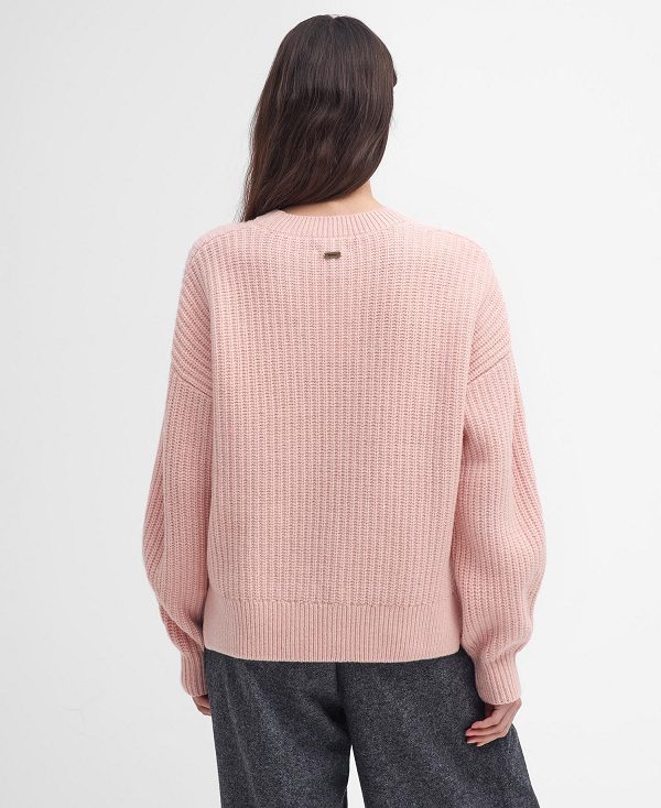 Barbour Scarlett Crew Neck Jumper Mahogany Rose | BABO89766