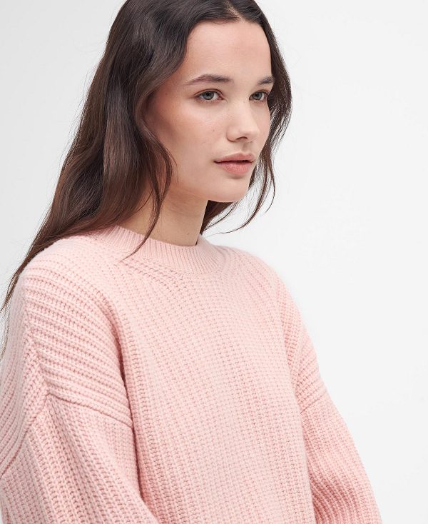 Barbour Scarlett Crew Neck Jumper Mahogany Rose | BABO89766