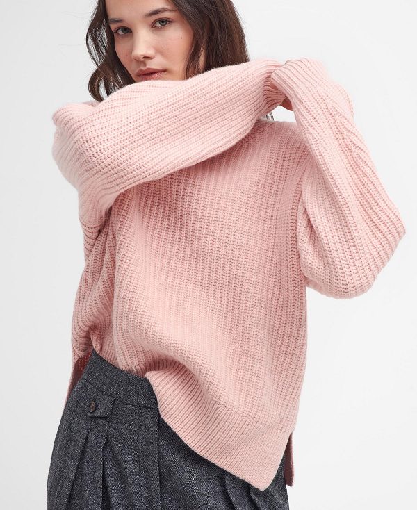 Barbour Scarlett Crew Neck Jumper Mahogany Rose | BABO89766