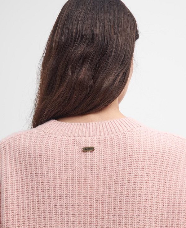 Barbour Scarlett Crew Neck Jumper Mahogany Rose | BABO89766