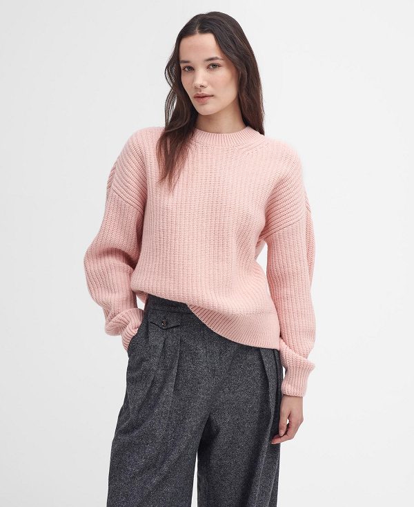 Barbour Scarlett Crew Neck Jumper Mahogany Rose | BABO89766