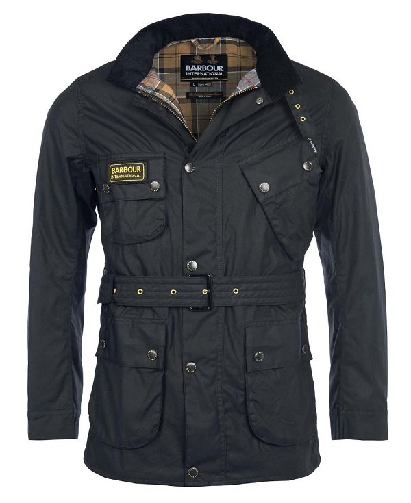 Barbour Slim International Wax Jacket Black | BABO87174