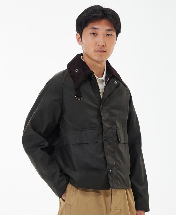 Barbour Spey Slim Waxed Jacket Olive | BABO87281