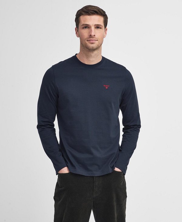 Barbour Sports Long-sleeved T-shirt Navy | BABO88253