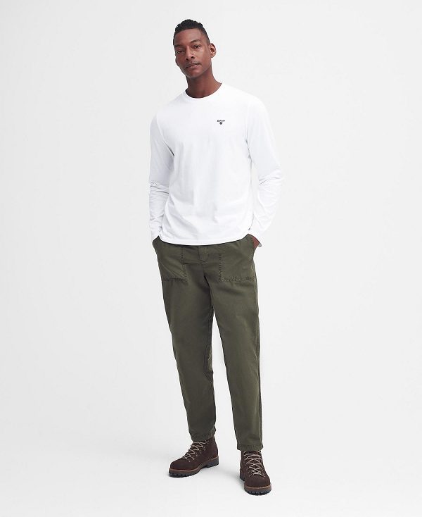 Barbour Sports Long-sleeved T-shirt White | BABO88395