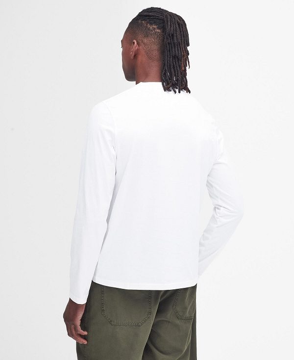 Barbour Sports Long-sleeved T-shirt White | BABO88395