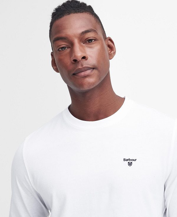 Barbour Sports Long-sleeved T-shirt White | BABO88395