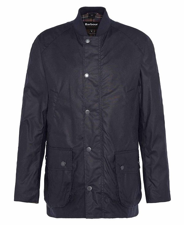 Barbour Sports Neck Ashby Waxed Jacket Navy | BABO87234