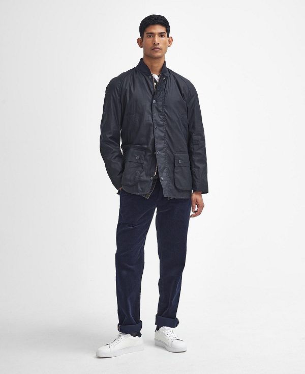 Barbour Sports Neck Ashby Waxed Jacket Navy | BABO87234