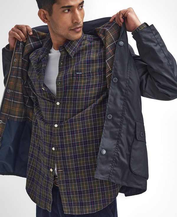 Barbour Sports Neck Ashby Waxed Jacket Navy | BABO87234