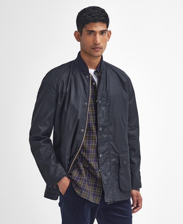 Barbour Sports Neck Ashby Waxed Jacket Navy | BABO87234