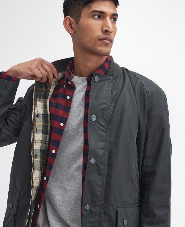 Barbour Sports Neck Ashby Waxed Jacket Sage | BABO87220