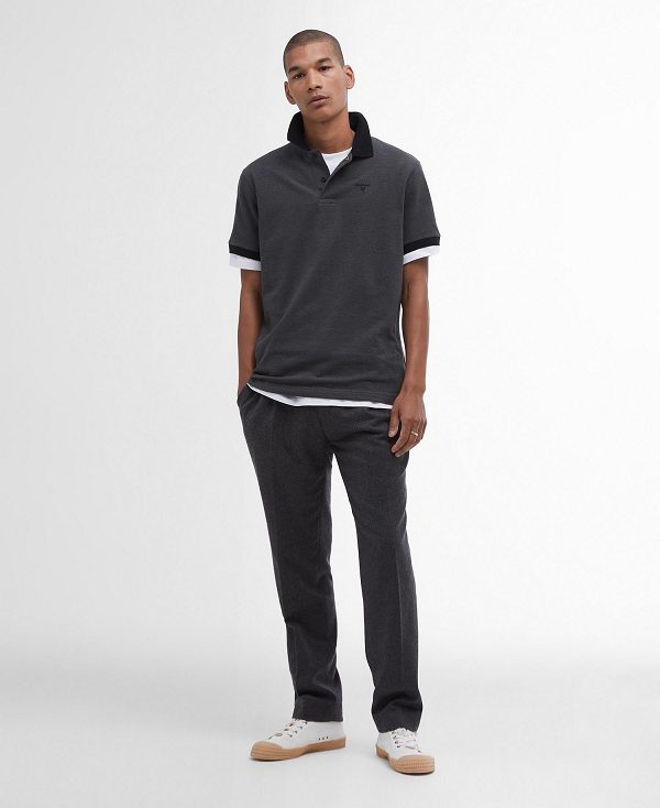 Barbour Sports Polo Mix Shirt Black | BABO88052