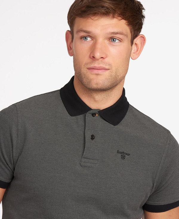 Barbour Sports Polo Mix Shirt Black | BABO88052