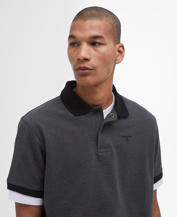 Barbour Sports Polo Mix Shirt Black | BABO88052