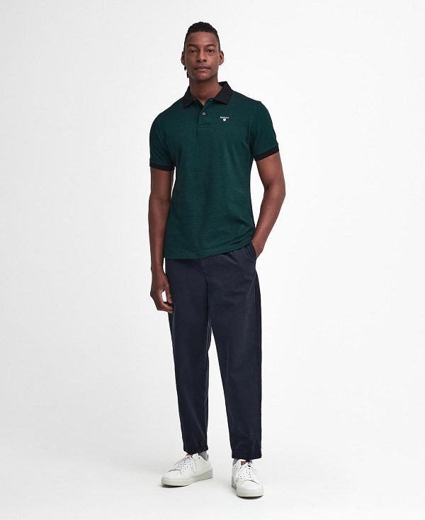 Barbour Sports Polo Mix Shirt Green | BABO88242