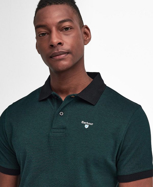 Barbour Sports Polo Mix Shirt Green | BABO88242