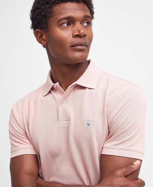 Barbour Sports Polo Shirt Pink Mist | BABO88160