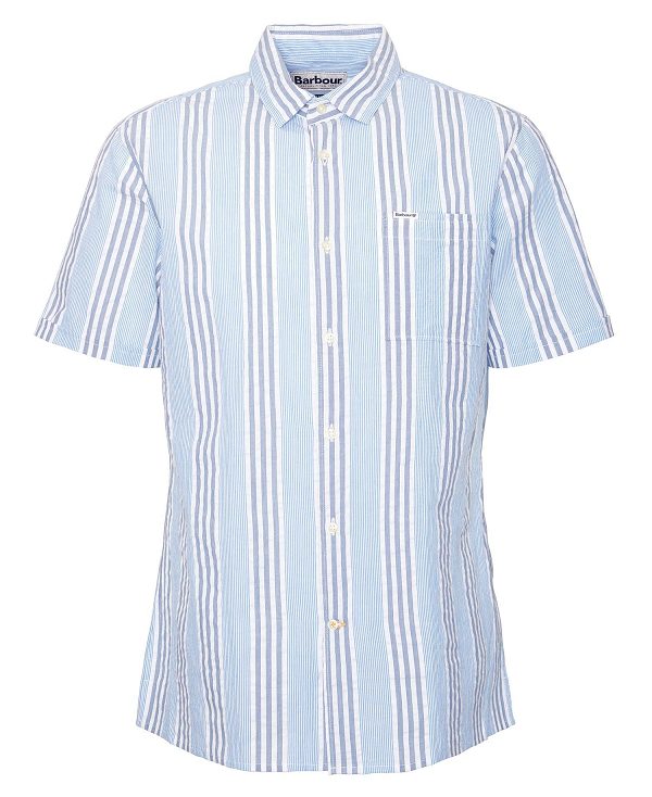 Barbour Stonebay Regular Short-sleeved Striped Shirt Sky | BABO87787