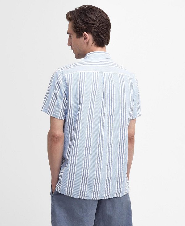 Barbour Stonebay Regular Short-sleeved Striped Shirt Sky | BABO87787