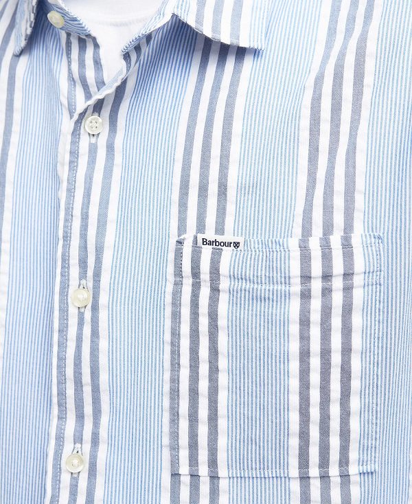 Barbour Stonebay Regular Short-sleeved Striped Shirt Sky | BABO87787