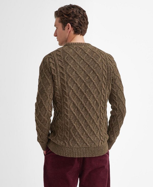 Barbour Stowford Cable-knit Crew Neck Jumper Green | BABO88661