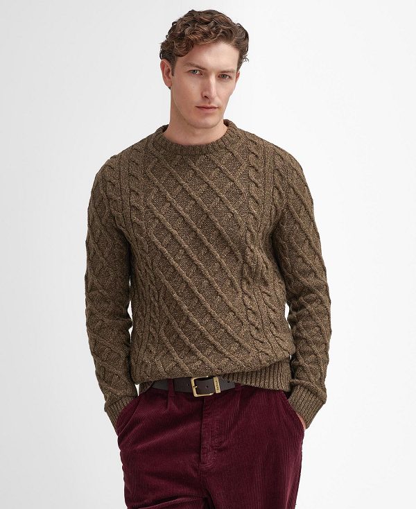 Barbour Stowford Cable-knit Crew Neck Jumper Green | BABO88661