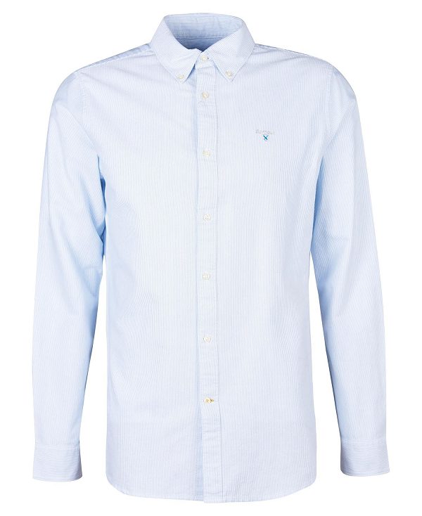 Barbour Striped Oxford Tailored Shirt Sky | BABO87644