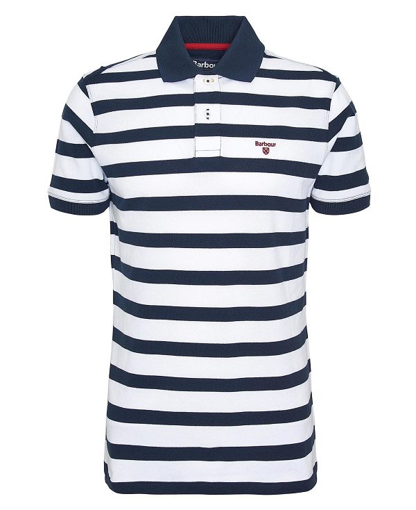 Barbour Striped Sports Polo Shirt Classic Navy | BABO88085