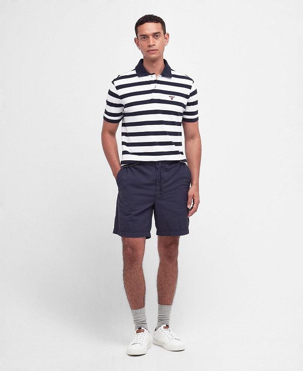 Barbour Striped Sports Polo Shirt Classic Navy | BABO88085